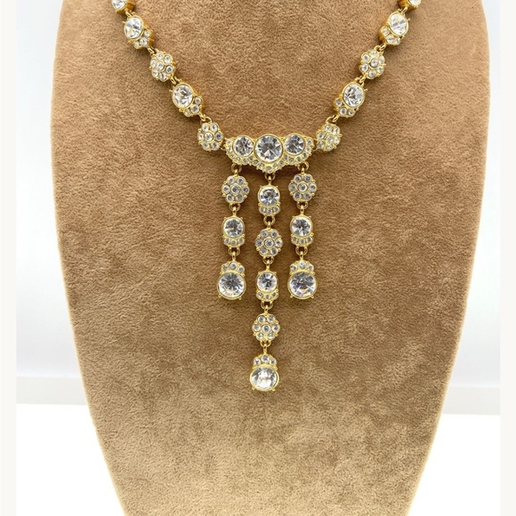 Monet Gold Plated Crystal necklace, Signed vintage - Picture 3 of 7